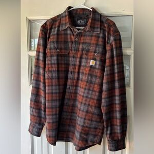 Carhartt Loose Fit Plaid Shirt in Orange and Black